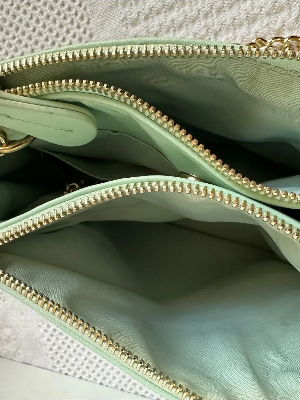 ALDO Retro Mint Green Purse Faux-Leather Satchel Crossbody Bag-Gold Accents